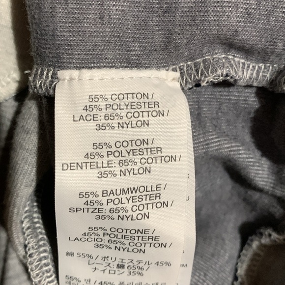 J. Crew Sweatshirt S Gray Cream Navy Blue Lace Detail Pull Over Stretchy Cotton - Picture 7 of 12